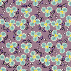 Small colorful flowers and brown flowers, hand drawn. Seamless on a light yellow background. Designed for fabric, fashion, textiles, wallpaper,