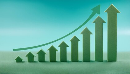 An upward trending graph with arrows forming each arrow getting longer and longer