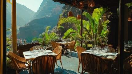 Obraz premium Spectacular Mountain View Restaurant