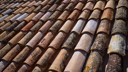 Old tiled roof of the house. Dubrovnik, Croatia