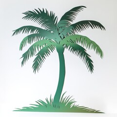 a single green palm tree cutout on a white background