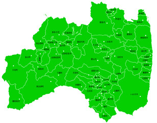 Fototapeta premium 福島県 地図 グリーン 斑点 イラスト