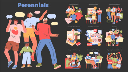 Perennials. Flat Vector Illustration