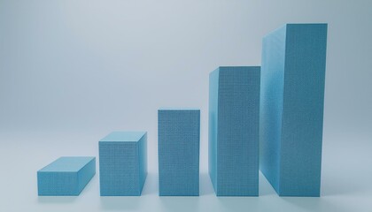 Obraz premium 3D bar graph showing market growth rate, 3D display of rising graph