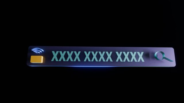 Encrypted file transfer, 3D Transfer bar with Transfer button, passkey and search button. Safe and Secure File Sharing and Sending Protocols. Cyber Security and Cyber Space, Technology Background.