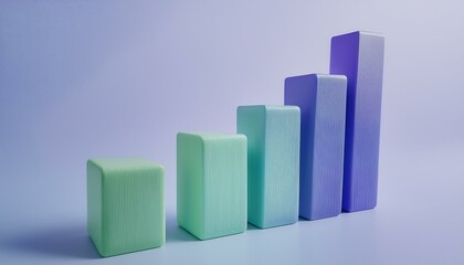 3D bar graph showing market growth rate, 3D display of rising graph