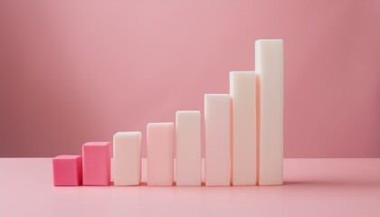 3D bar graph showing market growth rate, 3D display of rising graph