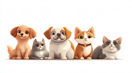 Obraz premium Cute Little Dogs and Cat Mascots Characters for Marketing Materials