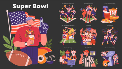 Super Bowl. Flat Vector Illustration