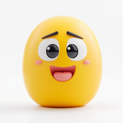 Fototapeta premium Yellow emoji with large sparkling eyes, rosy cheeks, and a cheerful smile, radiating charm and warmth, isolated on white