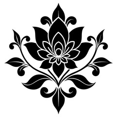 floral design, stylized flower shapes, flowing scrolls, and decorative accents. abstract floral ornament, petal patterns, ideal for use in decorative prints, wallpaper, mandala, digital art, template