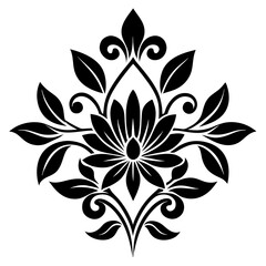 floral design, stylized flower shapes, flowing scrolls, and decorative accents. abstract floral ornament, petal patterns, ideal for use in decorative prints, wallpaper, mandala, digital art, template