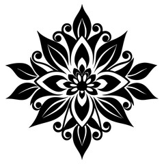 floral design, stylized flower shapes, flowing scrolls, and decorative accents. abstract floral ornament, petal patterns, ideal for use in decorative prints, wallpaper, mandala, digital art, template