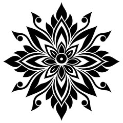 floral design, stylized flower shapes, flowing scrolls, and decorative accents. abstract floral ornament, petal patterns, ideal for use in decorative prints, wallpaper, mandala, digital art, template