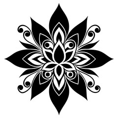 floral design, stylized flower shapes, flowing scrolls, and decorative accents. abstract floral ornament, petal patterns, ideal for use in decorative prints, wallpaper, mandala, digital art, template