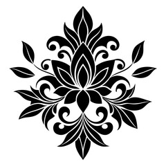 floral design, stylized flower shapes, flowing scrolls, and decorative accents. abstract floral ornament, petal patterns, ideal for use in decorative prints, wallpaper, mandala, digital art, template