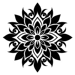 floral design, stylized flower shapes, flowing scrolls, and decorative accents. abstract floral ornament, petal patterns, ideal for use in decorative prints, wallpaper, mandala, digital art, template