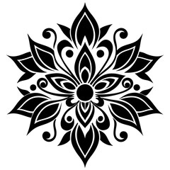 floral design, stylized flower shapes, flowing scrolls, and decorative accents. abstract floral ornament, petal patterns, ideal for use in decorative prints, wallpaper, mandala, digital art, template