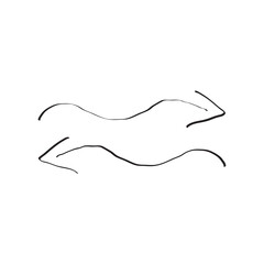Linear arrows, handwritten, vector line right and left, isolated on a white background
