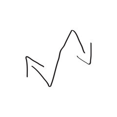 Linear arrows handwritten as a snake, vector line up and down, isolated on a white background