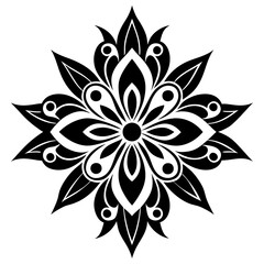 floral design, stylized flower shapes, flowing scrolls, and decorative accents. abstract floral ornament, petal patterns, ideal for use in decorative prints, wallpaper, mandala, digital art, template