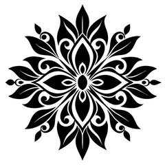 floral design, stylized flower shapes, flowing scrolls, and decorative accents. abstract floral ornament, petal patterns, ideal for use in decorative prints, wallpaper, mandala, digital art, template
