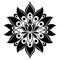 floral design, stylized flower shapes, flowing scrolls, and decorative accents. abstract floral ornament, petal patterns, ideal for use in decorative prints, wallpaper, mandala, digital art, template