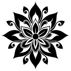 floral design, stylized flower shapes, flowing scrolls, and decorative accents. abstract floral ornament, petal patterns, ideal for use in decorative prints, wallpaper, mandala, digital art, template