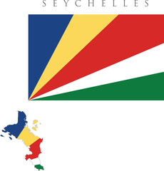 Seychelles flag and map  . national flag of seychelles . Seychelles independence day banner design . offical color of seychelles map and flag 