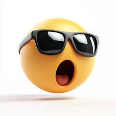 Surprised Emoji with Sunglasses in 3D Style