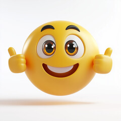 Smiling Emoji Giving Two Thumbs Up in 3D Style