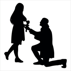 Romantic Couple Silhouette Vector illustration