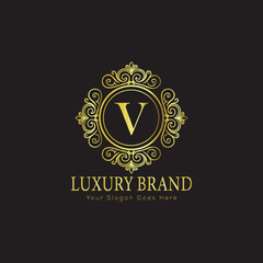 Letter Luxury brand logo design with a royal gold crown emblem and elegant typography
