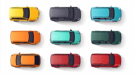 Colorful Minivan Top View Vector Illustration for Design Projects