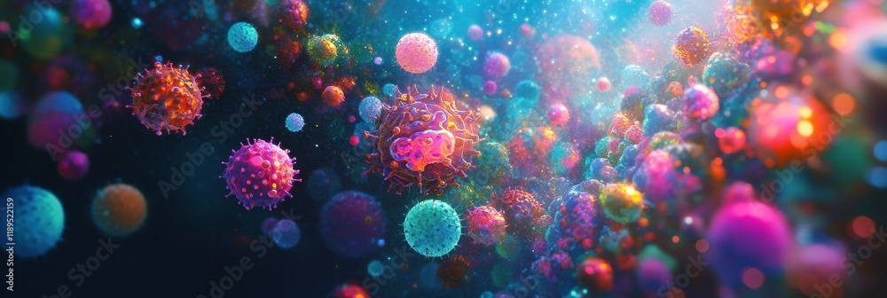 Poster viruses interact dynamically with cells in a vibrant microscopic world of diverse pathogens under st