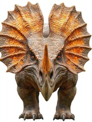 Fierce dinosaur portrait, prehistoric creature, isolated, wildlife illustration, educational use