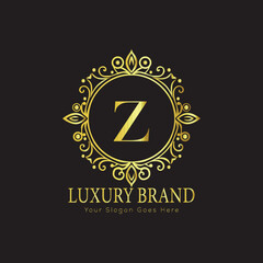 Letter Luxury brand logo design with a royal gold crown emblem and elegant typography
