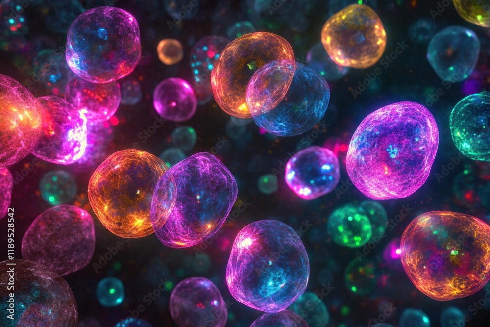 Fototapete viruses engaging with human cells in a vibrant digital representation of cellular interaction. gener
