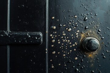 Close up view revealing microbes on common surfaces like door handles and smartphones highlighting hidden contamination. Generative AI