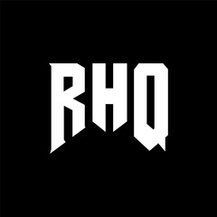 Obraz premium RHQ letter logo design for technology company. RHQ logo design black and white color combination. RHQ logo, RHQ vector, RHQ design, RHQ icon, RHQ alphabet. RHQ typography logo design.