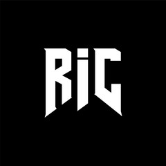 RIC letter logo design for technology company. RIC logo design black and white color combination. RIC logo, RIC vector, RIC design, RIC icon, RIC alphabet. RIC typography logo design.