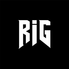 RIG letter logo design for technology company. RIG logo design black and white color combination. RIG logo, RIG vector, RIG design, RIG icon, RIG alphabet. RIG typography logo design.
