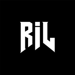 RIL letter logo design for technology company. RIL logo design black and white color combination. RIL logo, RIL vector, RIL design, RIL icon, RIL alphabet. RIL typography logo design.
