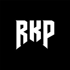 Obraz premium RKP letter logo design for technology company. RKP logo design black and white color combination. RKP logo, RKP vector, RKP design, RKP icon, RKP alphabet. RKP typography logo design.