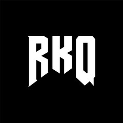 Obraz premium RKQ letter logo design for technology company. RKQ logo design black and white color combination. RKQ logo, RKQ vector, RKQ design, RKQ icon, RKQ alphabet. RKQ typography logo design.