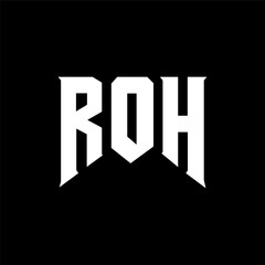 ROH letter logo design for technology company. ROH logo design black and white color combination. ROH logo, ROH vector, ROH design, ROH icon, ROH alphabet. ROH typography logo design.