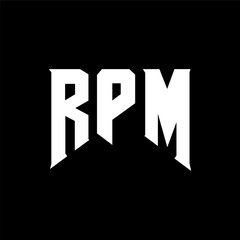 RPM letter logo design for technology company. RPM logo design black and white color combination. RPM logo, RPM vector, RPM design, RPM icon, RPM alphabet. RPM typography logo design.