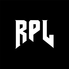 Obraz premium RPL letter logo design for technology company. RPL logo design black and white color combination. RPL logo, RPL vector, RPL design, RPL icon, RPL alphabet. RPL typography logo design.