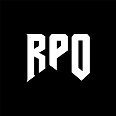 RPO letter logo design for technology company. RPO logo design black and white color combination. RPO logo, RPO vector, RPO design, RPO icon, RPO alphabet. RPO typography logo design.