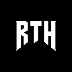 RTH letter logo design for technology company. RTH logo design black and white color combination. RTH logo, RTH vector, RTH design, RTH icon, RTH alphabet. RTH typography logo design.